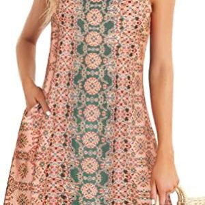 Summer Dresses for Women Beach Boho Sleeveless Vintage Floral Flowy Pocket Tshirt Tank Sundresses