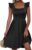 ANRABESS Womens Summer Square Neck Sleeveless A Line Mini Sundress Wedding Gradution Dresses