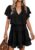 Dokotoo Womens 2024 Short Sleeve Split V Neck Ruffle Chiffon Elegant Mini Short Skirt Dresses