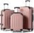 Karl home 3-Piece Luggage Set Travel Lightweight Suitcases with Rolling Wheels, TSA lock & Moulded Corner, Carry on Luggages for Business, Trip, Rose Gold (20″/24″/28″)