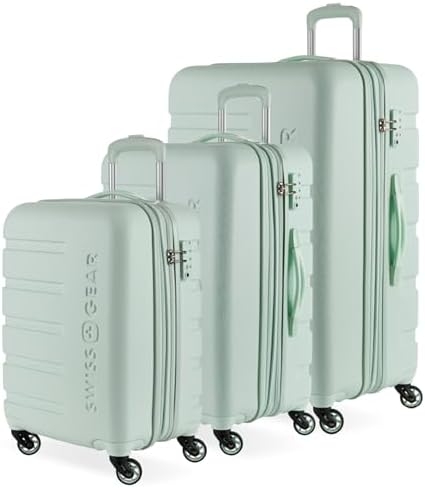 SwissGear 7366 Hardside Expandable Luggage with Spinner Wheels, Clearly Aqua, 3-Piece Set (19/23/27)