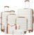 LONG VACATION Luggage Set 4 Piece Luggage ABS hardshell TSA Lock Spinner Wheels Luggage Carry on Suitcase (WHITE-BROWN, 6 piece set)