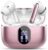 Wireless Earbuds Bluetooth 5.3 Headphones Bass Stereo Ear Buds with Noise Cancelling Mic LED Display in Ear Earphones IP7 Waterproof 36H Playtime for Laptop Pad Phones Sports Workout Rose Gold