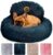 PetJett Calming Dog Bed – Donut Dog Beds for Small, Medium, Large Dogs, Anti-Slip & Washable Round Dog Bed – Fluffy Plush Faux Fur Pet Bed, Anti-Anxiety Puppy Bed, 23” Fits Up to 25 lbs, Dark Grey