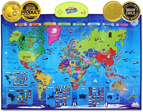 BEST LEARNING i-Poster My World Interactive Map – Educational Talking Toy for Children of Ages 5 to 12 Years Old – Geography Learning Game as a Birthday Gift for Kids Ages 8-12